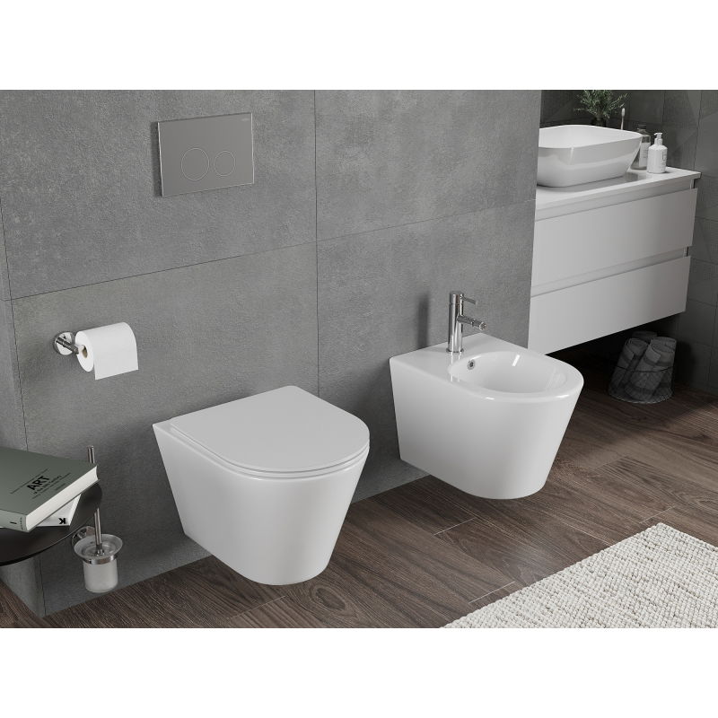 Mexen Rico wc dubuo be apvado Tornado su lėtai nusileidžiančiu dangčiu, plonas, duroplastikas, blizganti balta - 30720300T