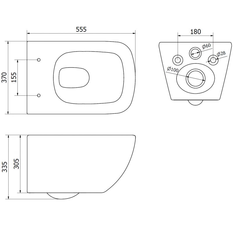 Mexen Timo tualeto dubenėlis Rimless Tornado, blizgus baltas - 3365XX00T