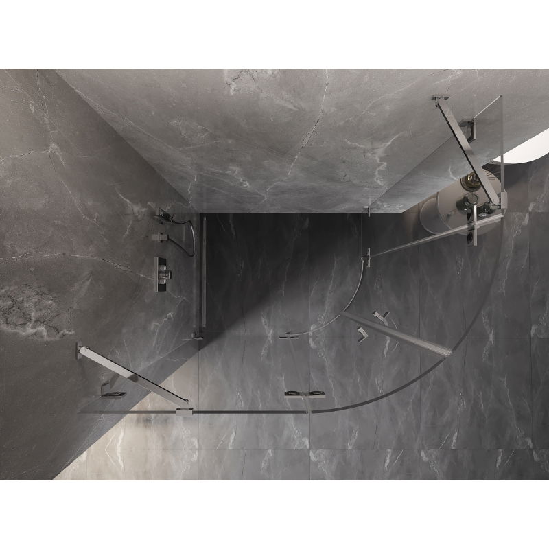 Mexen Lunar pusapvalė dušo kabina atverčiama kairė 80 x 70 cm, permatoma, chromuota - 833-080L-070P-01-00