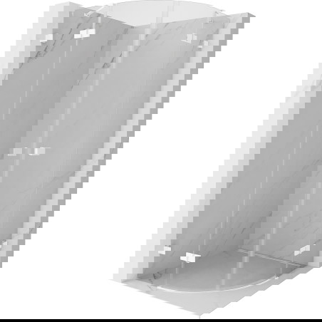 Mexen Lunar pusapvalė dušo kabina su varstomomis durimis 90 x 90 cm, skaidri, balta - 833-090L-090P-20-00