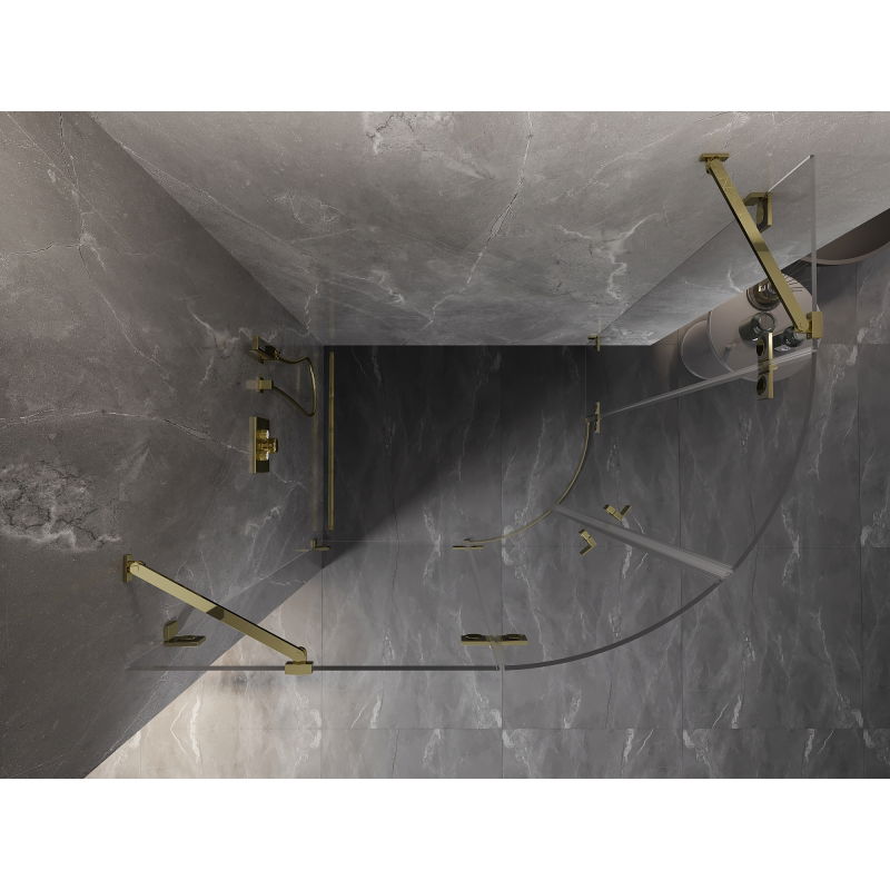 Mexen Lunar pusapvalė kabina dušo durys kairė 80 x 70 cm, skaidri, auksinė - 833-080L-070P-50-00