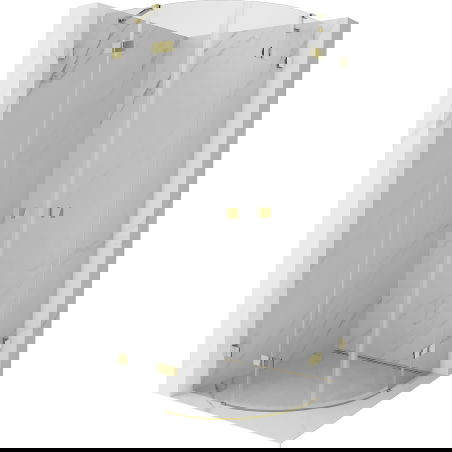 Mexen Lunar pusapvalė dušo kabina su varstomomis durimis 90 x 90 cm, permatoma, auksinė - 833-090L-090P-50-00