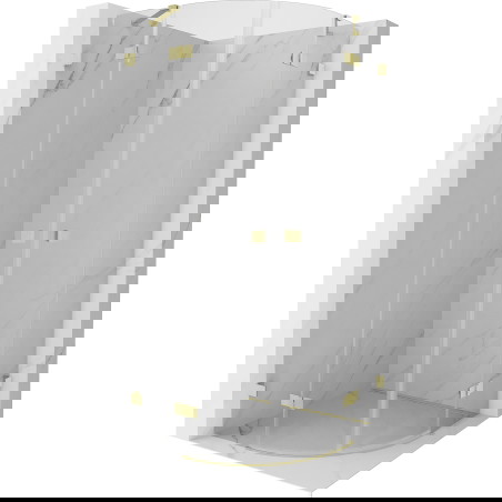 Mexen Lunar pusapvalė dušo kabina su atveriamomis durimis 70 x 70 cm, permatoma, auksinė šlifuota - 833-070L-070P-55-00