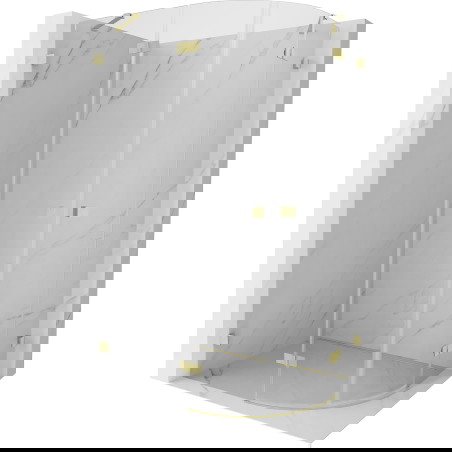 Mexen Lunar pusapvalė atveriama kairė dušo kabina 90 x 80 cm, skaidri, šlifuotas auksas - 833-090L-080P-55-00