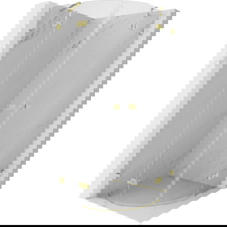Mexen Lunar pusapvalė dušo kabina, atveriama 90 x 90 cm, permatoma, matinio aukso - 833-090L-090P-55-00