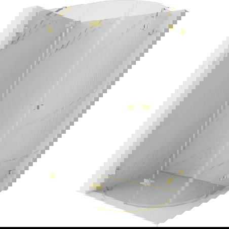 Mexen Lunar pusapvalė dušo kabina su kairine atveriama durimi 100 x 90 cm, skaidri, auksinė matinė - 833-100L-090P-55-00