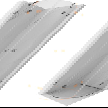 Mexen Lunar pusiau apvali dušo kabina su atveriamomis durimis, 80 x 80 cm, skaidrus, rožinis auksas - 833-080L-080P-60-00