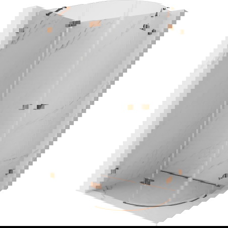 Mexen Lunar pusapvalė atidaroma kairė 90 x 70 cm dušo kabina, permatoma, rožinis auksas - 833-090L-070P-60-00