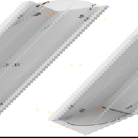 Mexen Lunar pusapvalė dušo kabina su atidaromomis durimis 90 x 90 cm, skaidrus, rožinis auksas - 833-090L-090P-60-00