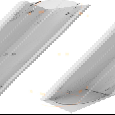 Mexen Lunar dušo kabina pusapvalė varstoma 70 x 70 cm, skaidri, šlifuotas varis - 833-070L-070P-65-00