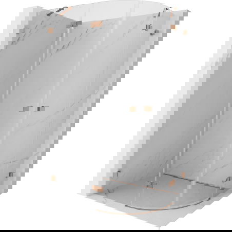 Mexen Lunar pusapvalė atidaroma kairioji dušo kabina 90 x 70 cm, skaidri, šlifuotas varis - 833-090L-070P-65-00