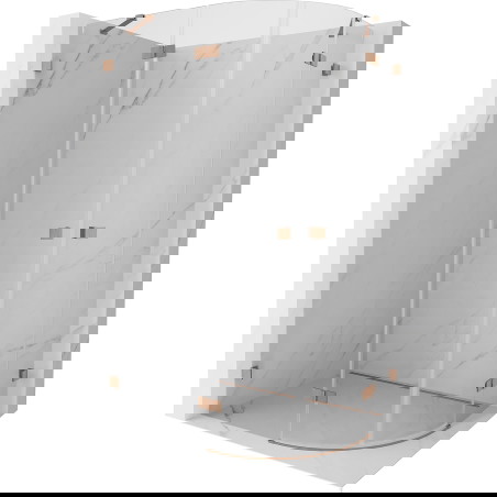 Mexen Lunar pusapvalė dušo kabina, atidaroma kairė, 100 x 80 cm, skaidri, poliruotas varis - 833-100L-080P-65-00