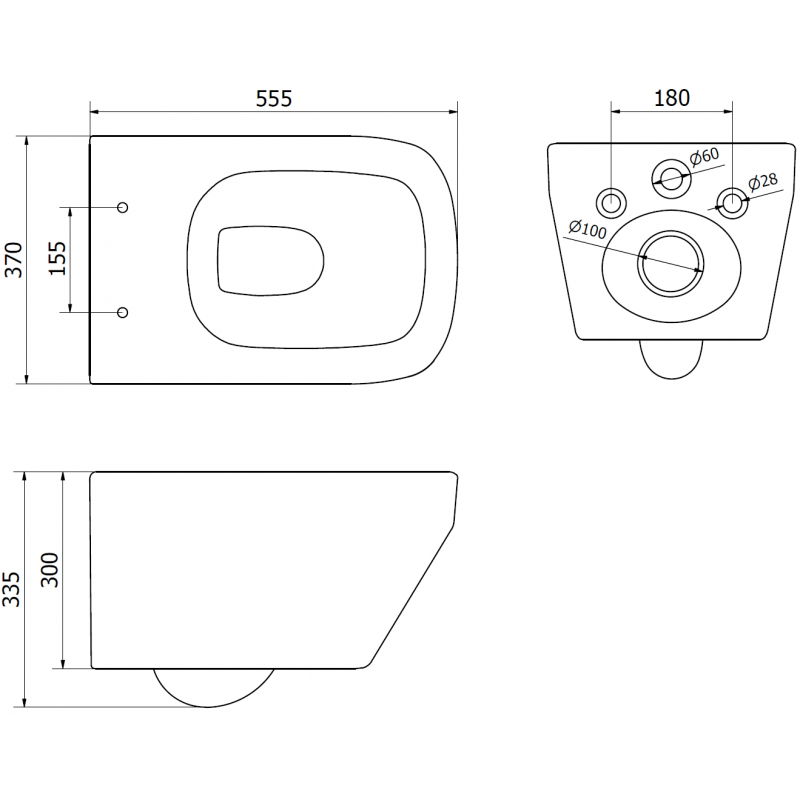 Mexen Riva WC puoduko dubuo Rimless Tornado, blizgi balta - 3363XX00T
