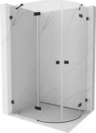 Mexen Lunar pusapvalė atveriama dušo kabina kairė 90 x 80 cm, skaidri, juoda - 833-090L-080P-70-00