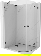 Mexen Lunar dušo kabina pusapvalė varstoma kairė 100 x 70 cm, permatoma, juoda - 833-100L-070P-70-00