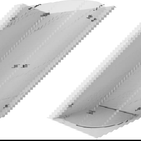 Mexen Lunar pusapvalė dušo kabina su atveriamomis durimis kairysis 90 x 70 cm, skaidri, ginklo metalo - 833-090L-070P-95-00