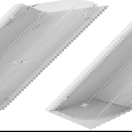 Mexen Lunar pusapvalė atverčiama kairioji dušo kabina 90 x 70 cm, skaidri, šlifuotas nikelis - 833-090L-070P-97-00