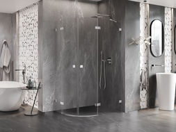 Mexen Lunar apvalios dešinės varstomos dušo kabinos matmenys 90 x 70 cm, skaidrus, chromas - 833-090P-070L-01-00