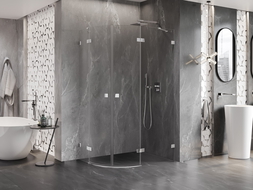 Mexen Lunar pusapvalė dušo kabina dešinė atveriama 100 x 80 cm, skaidri, chromuota - 833-100P-080L-01-00