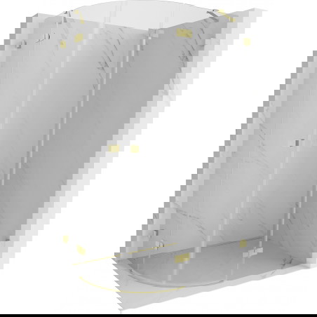 Mexen Lunar pusapvalė dušo kabina atverčiama dešinė 80 x 70 cm, skaidri, šlifuotas auksas - 833-080P-070L-55-00