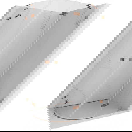 Mexen Lunar pusapvalė atveriama dešinė dušo kabina 90 x 80 cm, skaidri, rožinis auksas - 833-090P-080L-60-00