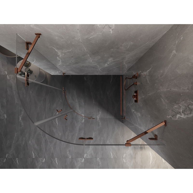 Mexen Lunar pusapvalė dešinė dušo kabina 100 x 70 cm, skaidri, rožinis auksas - 833-100P-070L-60-00