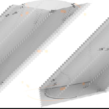 Mexen Lunar pusapvalė dušo kabina, dešinė pusė, 90 x 80 cm, skaidri, šlifuota varinė - 833-090P-080L-65-00