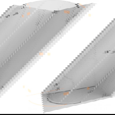 Mexen Lunar pusapvalė dušo kabina, atsidaranti į dešinę 100 x 90 cm, skaidri, šlifuotas varis - 833-100P-090L-65-00
