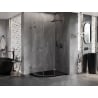 Mexen Lunar pusapvalė dušo kabina su atveriamomis durimis dešinė 80 x 70 cm, permatomas stiklas, gun metal - 833-080P-070L-95-00
