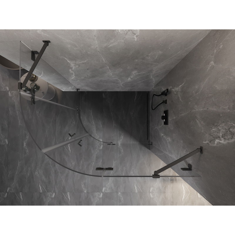 Mexen Lunar pusiau apvalus dušo kabina atidaroma dešinė 100 x 90 cm, skaidri, ginklo metalo spalva - 833-100P-090L-95-00