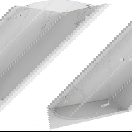 Mexen Lunar pusapvalė dušo kabina su dešiniaisiais atveriamais durim, 90 x 80 cm, skaidri, šepečiuotasis nikelis