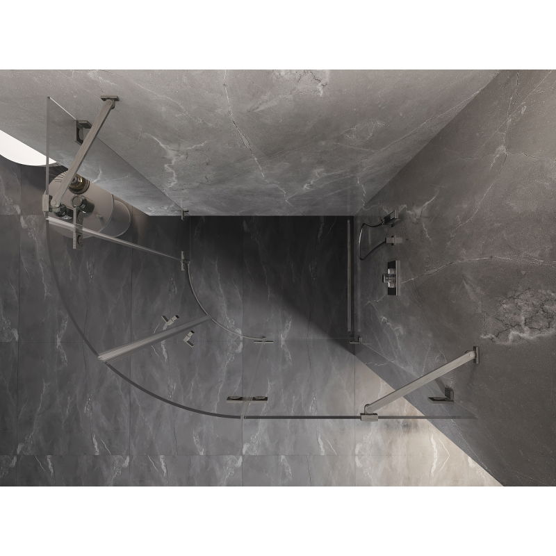 Mexen Lunar pusapvalė dušo kabina varstoma dešinė 100 x 90 cm, skaidrus stiklas, šlifuotas nikelis - 833-100P-090L-97-00