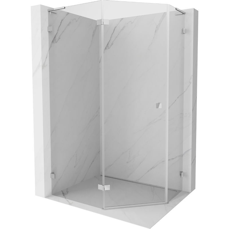Mexen Lunar L penkiakampė dušo kabina su atveriamomis kairėmis durimis 100 x 80 cm, skaidrus, chromas - 831L-100L-080P-01-00-L