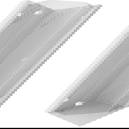 Mexen Lunar L pentagoninė atveriama kairė pusė dušo kabina 90 x 90 cm, permatoma, balta - 831L-090L-090P-20-00-L