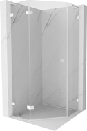 Mexen Lunar L pentagoninė atveriama kairė pusė dušo kabina 90 x 90 cm, permatoma, balta - 831L-090L-090P-20-00-L