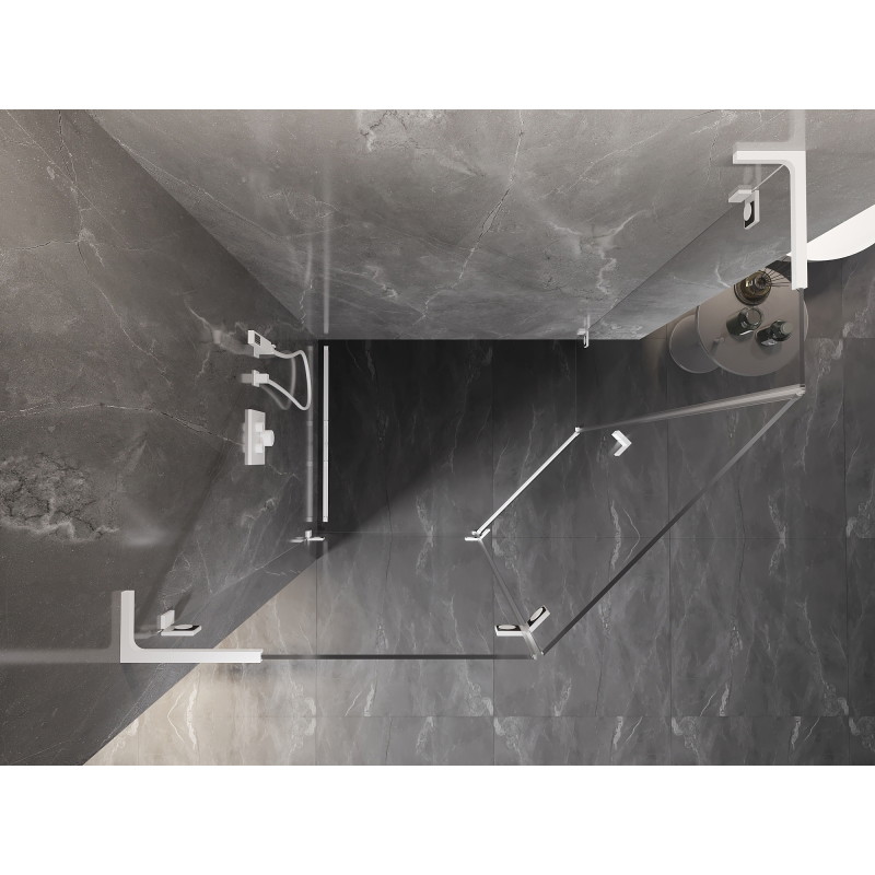 Mexen Lunar L dušo kabina penkiakampė atveriama kairė 100 x 80 cm, permatoma, balta - 831L-100L-080P-20-00-L