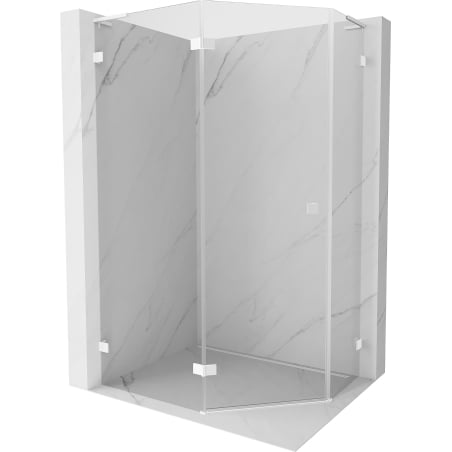 Mexen Lunar L penkiakampė dušo kabina su kairine varstomąja durele 100 x 90 cm, skaidri, balta - 831L-100L-090P-20-00-L