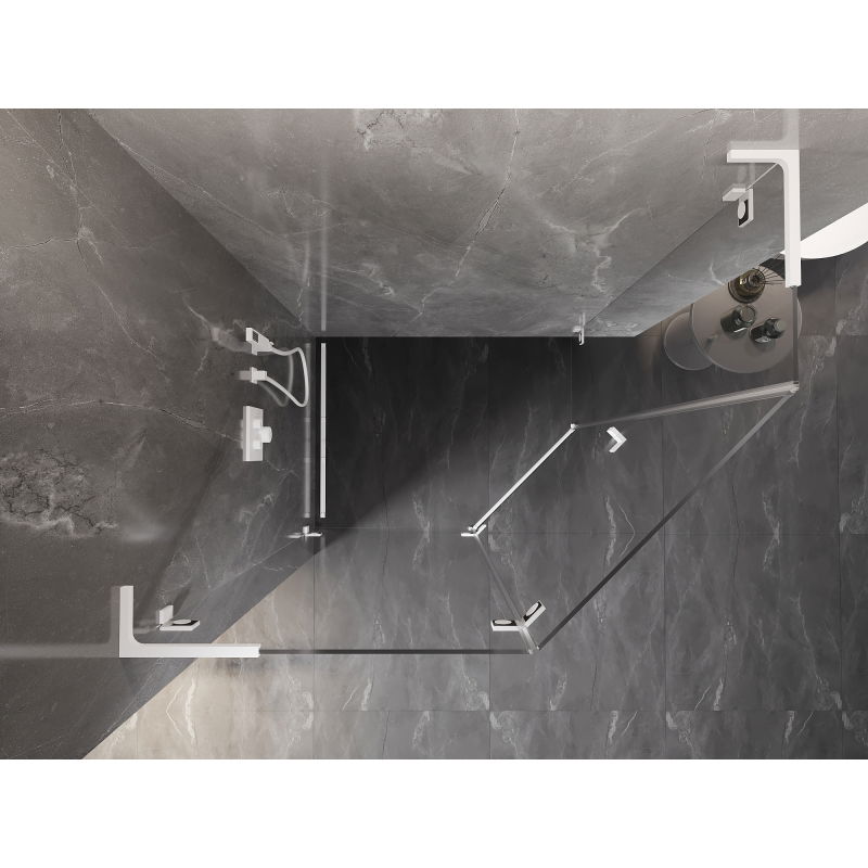 Mexen Lunar L penkiakampė dušo kabina atveriama kairė 100 x 90 cm, permatoma, balta - 831L-100L-090P-20-00-L