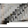 Mexen Roma pakreipiama dušo kabina 80 x 80 cm, Skaidrus, Auksinė + dušo padėklas Flat, Juoda - 854-080-080-50-00-4070G