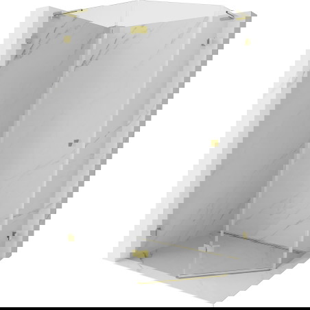 Mexen Lunar L pentagoninė dušo kabina su atveriamomis durimis, kairė 100 x 90 cm, permatoma, auksinė