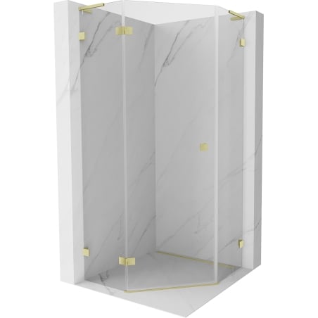 Mexen Lunar L penkiakampė atveriama kairioji dušo kabina 80 x 80 cm, skaidri, šlifuota auksinė - 831L-080L-080P-55-00-L