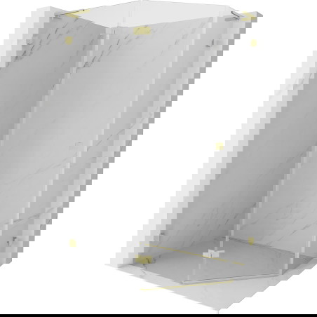 Mexen Lunar L penkiakampė dušo kabina atverčiama kairė 100 x 90 cm, skaidri, šepetuota aukso - 831L-100L-090P-55-00-L