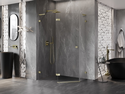 Mexen Lunar L penkiakampė 100 x 90 cm atveriama dušo kabina, kairė, skaidri, auksinė šlifuota - 831L-100L-090P-55-00-L