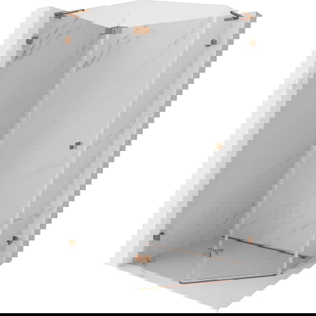 Mexen Lunar L penkiakampė dušo kabina su pasukamomis durimis, kairė 100 x 90 cm, skaidri, rožinis auksas