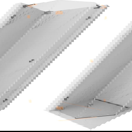 Mexen Lunar L penkiakampė pakreipiama kairinė dušo kabina 100 x 90 cm, permatoma, rožinis auksas - 831L-100L-090P-60-00-L