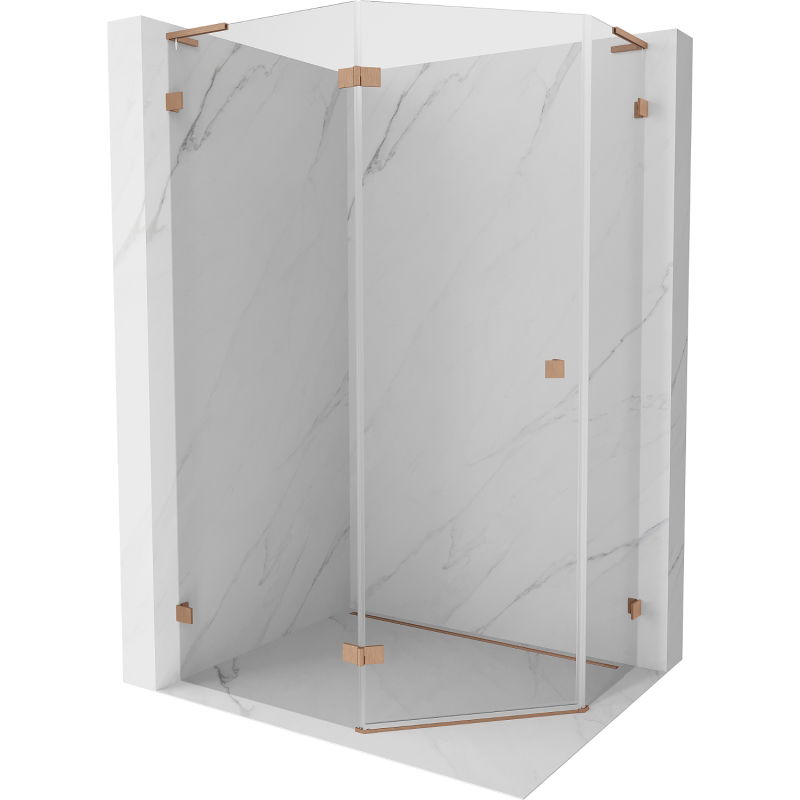 Mexen Lunar L penkiakampė dušo kabina su kairine durele 90 x 80 cm, skaidri, matinis varis - 831L-090L-080P-65-00-L