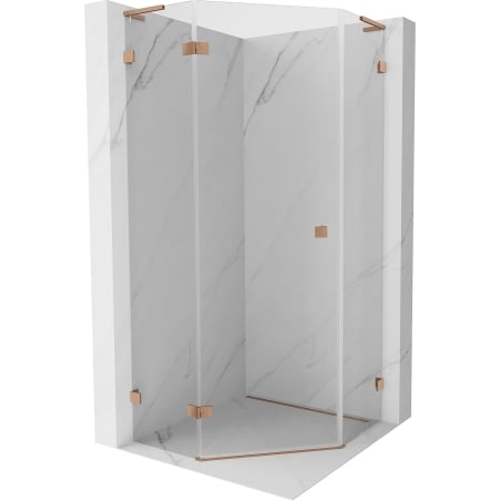 Mexen Lunar L penkiakampė kairinė dušo kabina 90 x 90 cm, peršviečiama, šlifuotas varis - 831L-090L-090P-65-00-L
