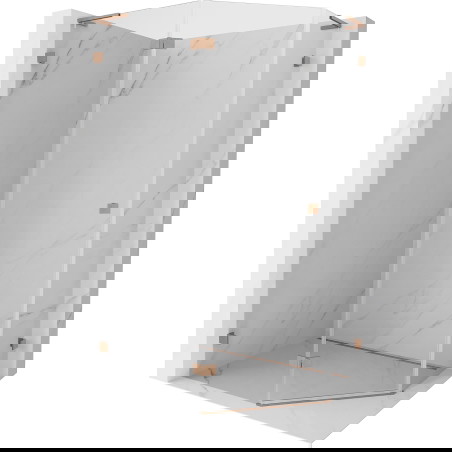 Mexen Lunar L Penkiakampė dušo kabina su atveriamomis durimis kairei 100 x 90 cm, skaidri, šlifuoto vario