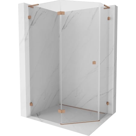 Mexen Lunar L penkiakampė kairioji dušo kabina 100 x 90 cm, skaidri, šlifuotas varis - 831L-100L-090P-65-00-L