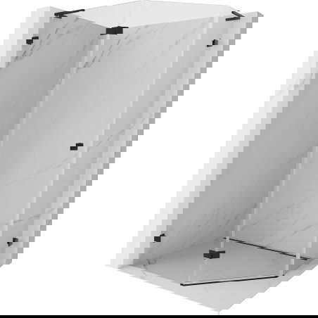 Mexen Lunar L pentagoninė dušo kabina su kairine atveriama durimis 100 x 90 cm, permatoma, juoda - 831L-100L-090P-70-00-L